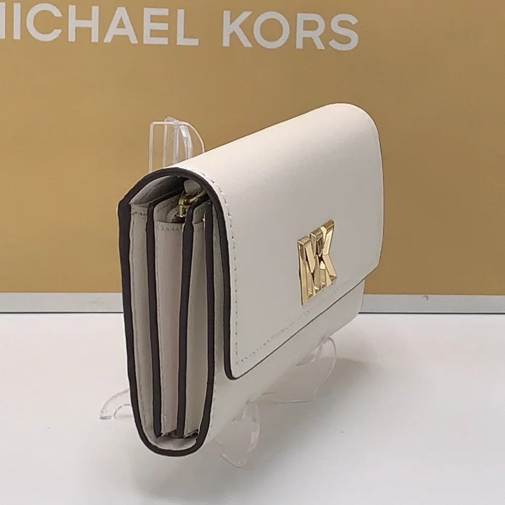 NWT MICHAEL KORS MIMI LARGE BIFOLD WALLET OPTIC WHITE COLOR